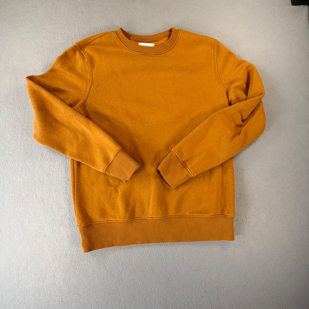 Goodfellow & Co Men Medium Mustard Yellow Crewneck Sweatshirt Fleece Streetwear